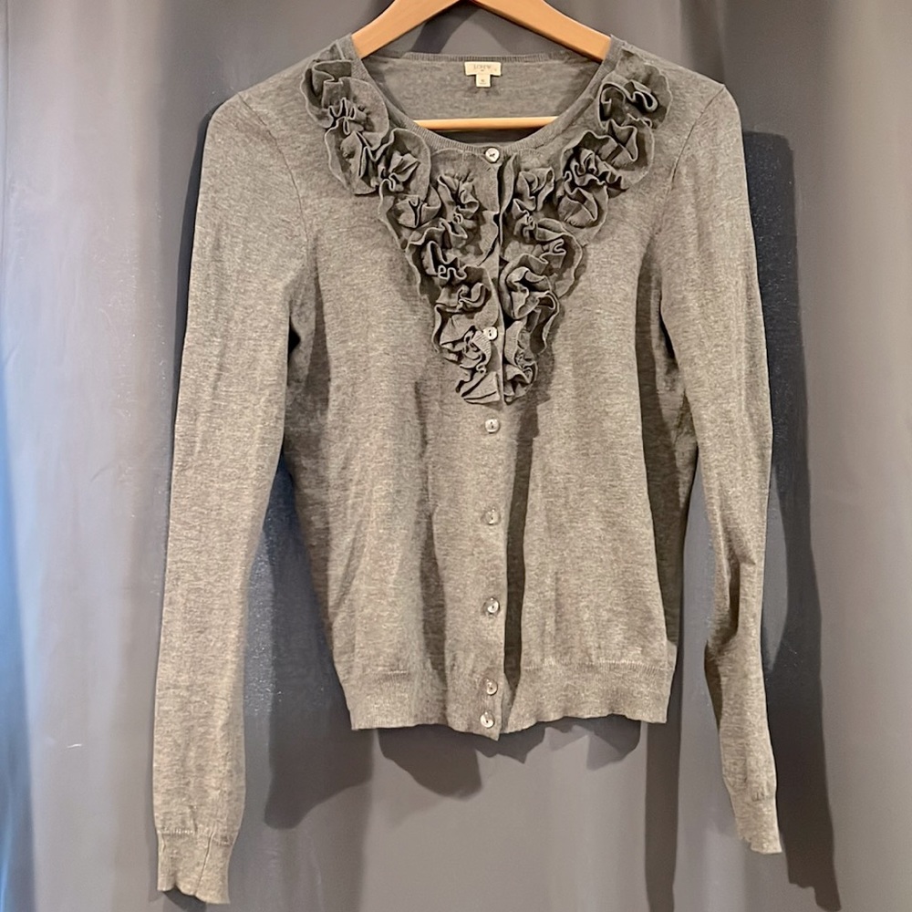 J.Crew grey floral cardigan